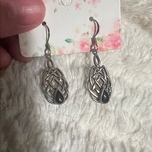 Elegant Silver and Black Drop Earrings